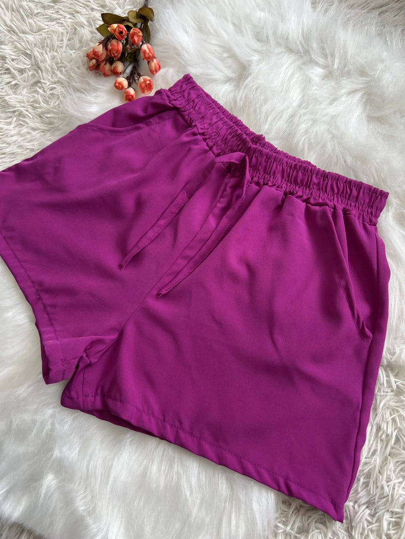 Short Feminino Liso com Bolso - Lojas Onlishop