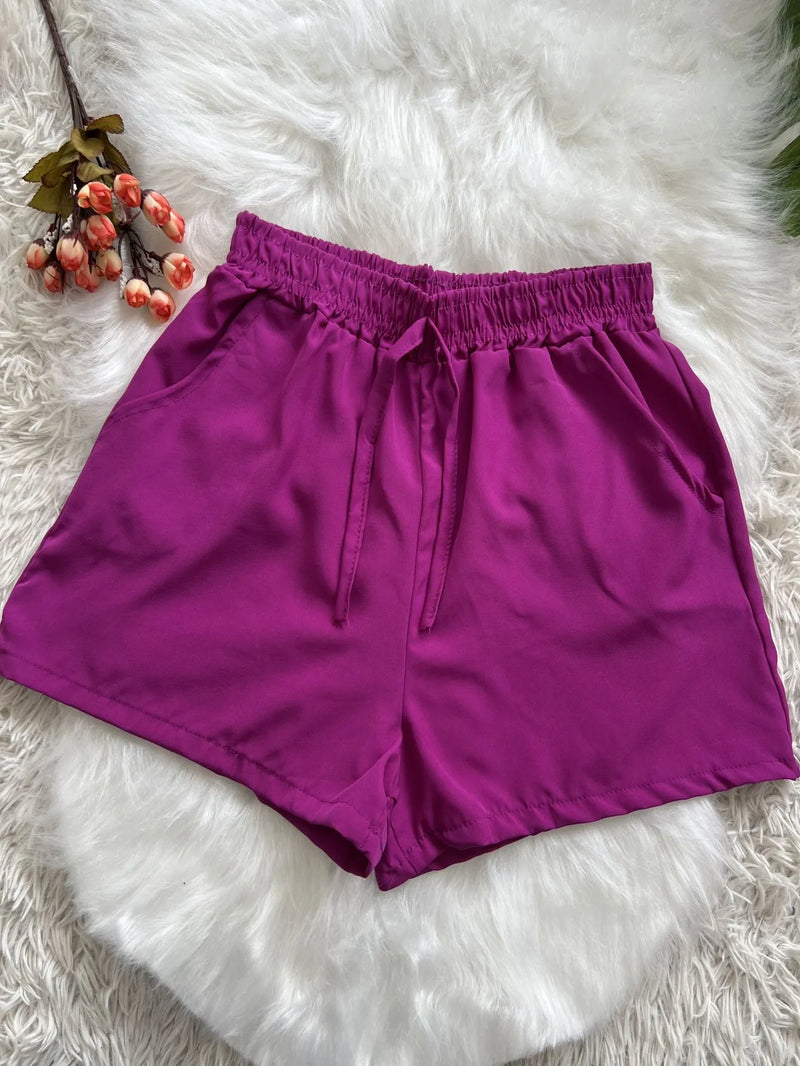 Short Feminino Liso com Bolso - Lojas Onlishop