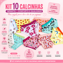 Kit com 10 Calcinhas infantis de algodão