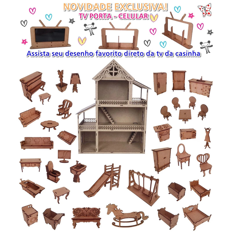 CASA DE BONACE EM MDF ~ COM 44 MINI MOVEIS PERSONALIZADOS - Lojas Onlishop