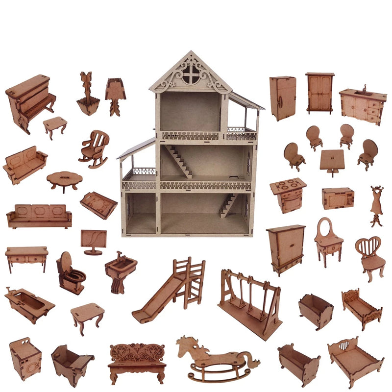 CASA DE BONACE EM MDF ~ COM 44 MINI MOVEIS PERSONALIZADOS - Lojas Onlishop