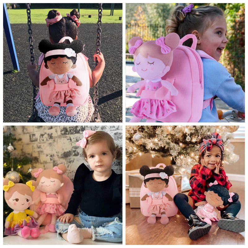 Mochila infantil De Pelúcia + Boneca De Pano Fofa - Lojas Onlishop