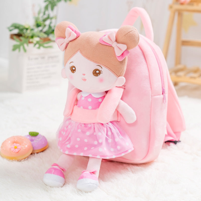 Mochila infantil De Pelúcia + Boneca De Pano Fofa - Lojas Onlishop